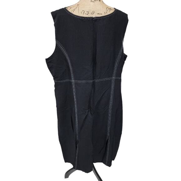 Ashley Stuart V-Neck fit n flare Black Linen Super Flattering Dress Size‎ 3X - Picture 5 of 6